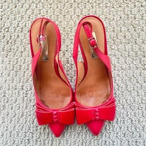 Halogen Red Slingback Heels with Bow